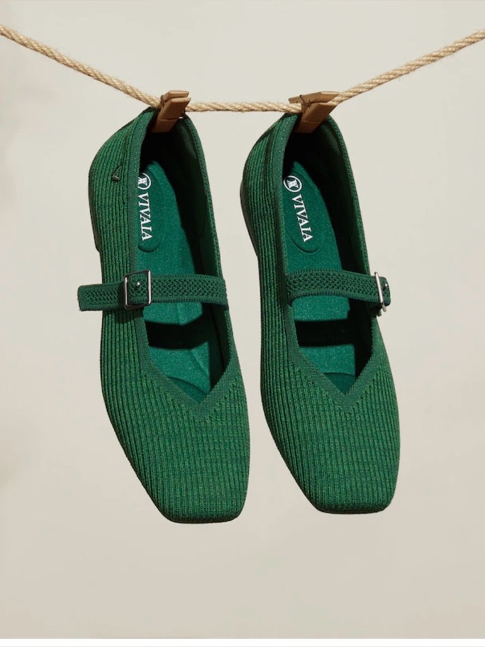 VIVAIA Margot Mary Jane flats shoes 
square toe green 41 9.5 10